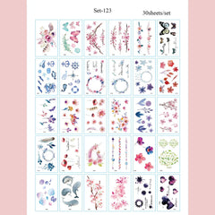 30Pcs Black Flower & Butterfly Temporary Tattoos