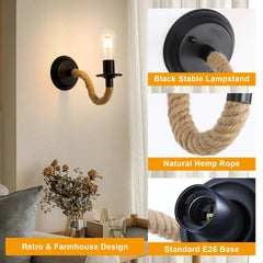 2-Pack Black Industrial Wall Sconces
