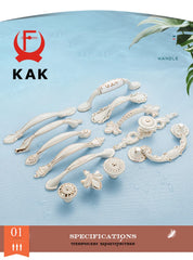 KAK Ivory White Zinc Alloy Cabinet Handles – European Style Drawer & Door Pulls