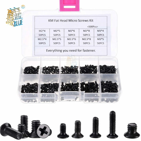 250/500pcs Laptop Screw Set – M2 M2.5 M3 Flat Head Phillips Screws Kit for Computers
