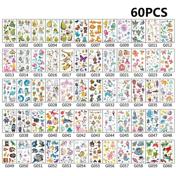 60PCS New Temporary Tattoo Sticker Waterproof Tattoos Festival Glitters Face Girls Boy Child Mini Fake Tattoo ZS157