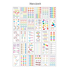 30pcs Temporary Tattoos for Children Unicorn Mermaid Car Fruit Cartoon Tattoo Stickers for Hand Body Fake Tattoo Waterproof