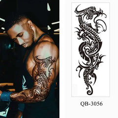 Waterproof Full Arm Temporary Tattoo Sleeve – Dragon, Skull, Tiger, Wolf Designs