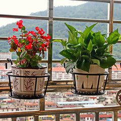 3-Pack Iron Art Hanging Flower Pots with Hooks – Metal Plant Baskets for Balcony