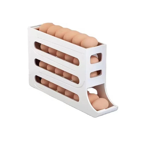 4 Layers Automatic Rolling Holder Rack Fridge Eggs Storage Box