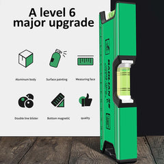 High Precision Magnetic Level Ruler – Multi-function Aluminum Spirit Bubble Gauge