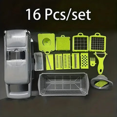 Vegetable Chopper Slicer 16-in-1 with Spice Chopper Set 7 Blades Veggie Dicer Onion Fruit Cutter