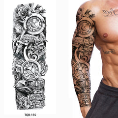 Waterproof Full Arm Temporary Tattoo Sleeve – Dragon, Skull, Tiger, Wolf Designs