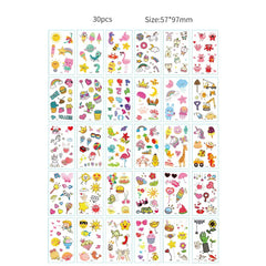 30pcs Temporary Tattoos for Children Unicorn Mermaid Car Fruit Cartoon Tattoo Stickers for Hand Body Fake Tattoo Waterproof