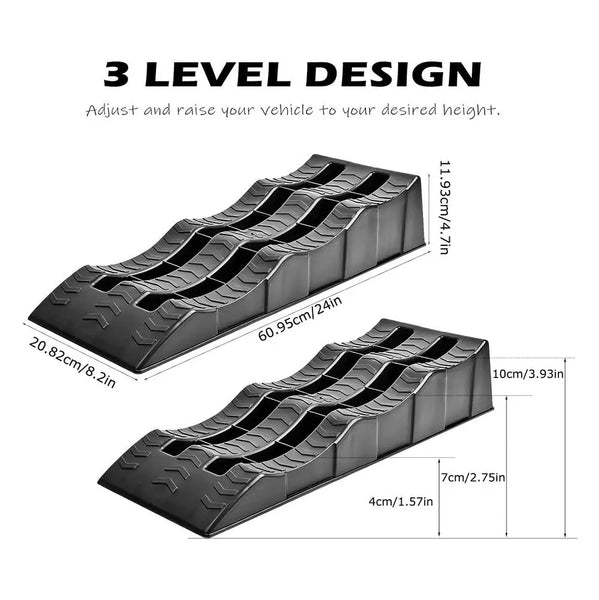 Car Leveling Ramps (2PCS) – RV Wheel Chocks & 3-Step Camper Leveling Blocks | Trailer Levelers for Motorhomes & Travel