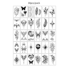 30pcs Temporary Tattoos for Children Unicorn Mermaid Car Fruit Cartoon Tattoo Stickers for Hand Body Fake Tattoo Waterproof