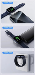 Smart Watch Wireless Charger Mini Type-C Male/Female Charge Pad for Apple Watch 10/9/8/7/6/5/4/3/2 Series SE Fast Charging Dock