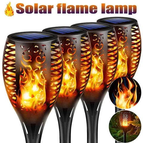 4/2/1PCS Solar Flame Torch Lights – Flickering Waterproof LED Outdoor Lamps