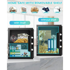 2.5 Cuft Safe Box, Home Safe with Fireproof Waterproof Bag, Anti-Theft Digital Security Lock Box with Smart Alert System,