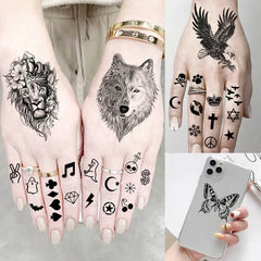 66 Sheets 3D Animal Temporary Tattoos – Wolf, Lion, Tiger, Eagle