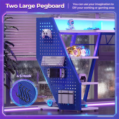 55" Gaming Desk – LED Lights, Storage Shelves