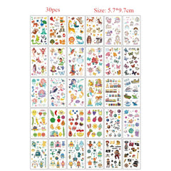 30pcs Temporary Tattoos for Children Unicorn Mermaid Car Fruit Cartoon Tattoo Stickers for Hand Body Fake Tattoo Waterproof