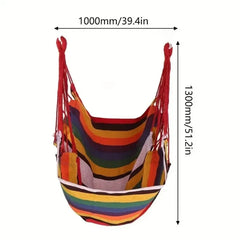 200KG Capacity Canvas Hammock Chair – Thick Striped Swing Seat with Storage Bag