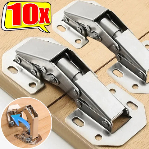 2/10PCS 90° Steel Cabinet Hinges – No-Drill Soft Close Buffer Hinges for Cupboards