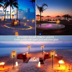 4/2/1PCS Solar Flame Torch Lights – Flickering Waterproof LED Outdoor Lamps