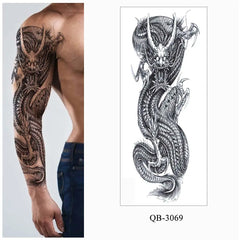 Waterproof Full Arm Temporary Tattoo Sleeve – Dragon, Skull, Tiger, Wolf Designs