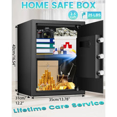 2.5 Cuft Safe Box, Home Safe with Fireproof Waterproof Bag, Anti-Theft Digital Security Lock Box with Smart Alert System,
