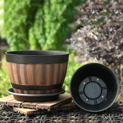 Large Capacity Bucket-Style Retro Flower Pot – Home & Garden Planter