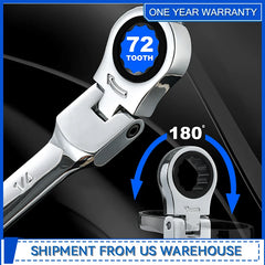 Prostormer 14-Piece Flex Head Ratcheting Wrench Set – SAE 1/4" to 7/8", Cr-V Steel with Rack