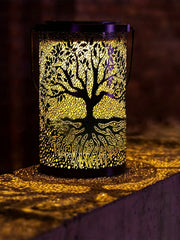 Hanging Solar Lantern, Outdoor Waterproof Vintage Metal LED Big Tree Decorative Lights, Garden Yard Lawn Lights