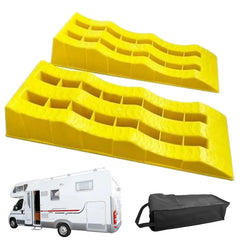 Car Leveling Ramps (2PCS) – RV Wheel Chocks & 3-Step Camper Leveling Blocks | Trailer Levelers for Motorhomes & Travel