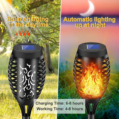 4/2/1PCS Solar Flame Torch Lights – Flickering Waterproof LED Outdoor Lamps