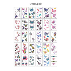 30pcs Temporary Tattoos for Children Unicorn Mermaid Car Fruit Cartoon Tattoo Stickers for Hand Body Fake Tattoo Waterproof