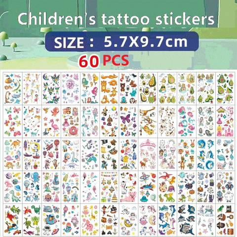 60PCS New Temporary Tattoo Sticker Waterproof Tattoos Festival Glitters Face Girls Boy Child Mini Fake Tattoo ZS157