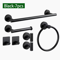 Black Stainless Steel Bathroom Hardware Set – Wall Mounted 4-Piece Kit