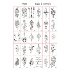 30pcs Temporary Tattoos for Children Unicorn Mermaid Car Fruit Cartoon Tattoo Stickers for Hand Body Fake Tattoo Waterproof