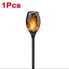 4/2/1PCS Solar Flame Torch Lights – Flickering Waterproof LED Outdoor Lamps