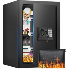 2.5 Cuft Safe Box, Home Safe with Fireproof Waterproof Bag, Anti-Theft Digital Security Lock Box with Smart Alert System,