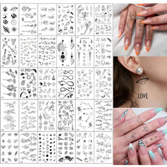 30Pcs Black Flower & Butterfly Temporary Tattoos