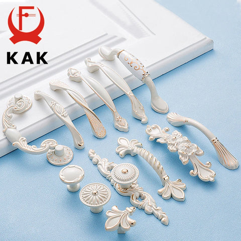 KAK Ivory White Zinc Alloy Cabinet Handles – European Style Drawer & Door Pulls