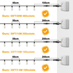 ST38 Outdoor String Lights – Connectable, Shatterproof, Waterproof LED Garland