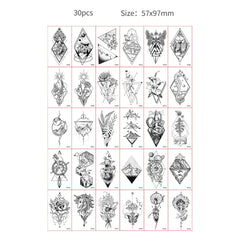 30pcs Temporary Tattoos for Children Unicorn Mermaid Car Fruit Cartoon Tattoo Stickers for Hand Body Fake Tattoo Waterproof