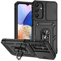 Slide Camera Lens Military Grade Armor Phone Case For Samsung Galaxy A16 A06 A15 A25 A35 A55 5G S24FE Holder Ring Stand Cover