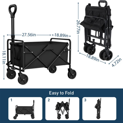 Foldable Garden Wagon Cart – Portable Outdoor Utility Trolley