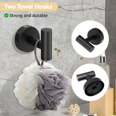Black Stainless Steel Bathroom Hardware Set – Wall Mounted 4-Piece Kit