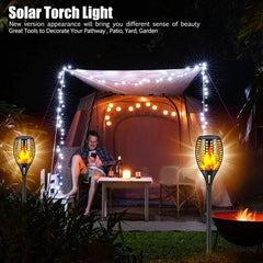 4/2/1PCS Solar Flame Torch Lights – Flickering Waterproof LED Outdoor Lamps