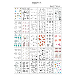 30Pcs Black Flower & Butterfly Temporary Tattoos