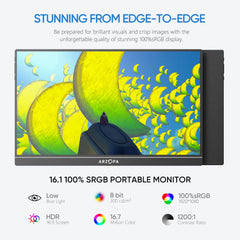ARZOPA 16.1" Portable Monitor – FHD 1080P IPS External Display (Z1C)