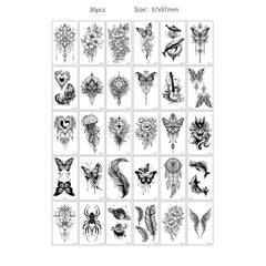 30pcs Temporary Tattoos for Children Unicorn Mermaid Car Fruit Cartoon Tattoo Stickers for Hand Body Fake Tattoo Waterproof