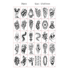 30pcs Temporary Tattoos for Children Unicorn Mermaid Car Fruit Cartoon Tattoo Stickers for Hand Body Fake Tattoo Waterproof