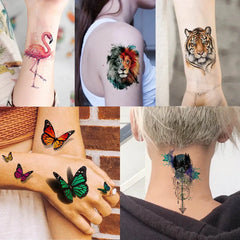 66 Sheets 3D Animal Temporary Tattoos – Wolf, Lion, Tiger, Eagle